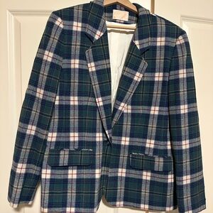 Pendleton Green and White Plaid Blazer